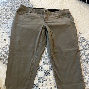 Cropped tummy control jeans in a great olive-y/taupe-y hue…perfect for Fall.